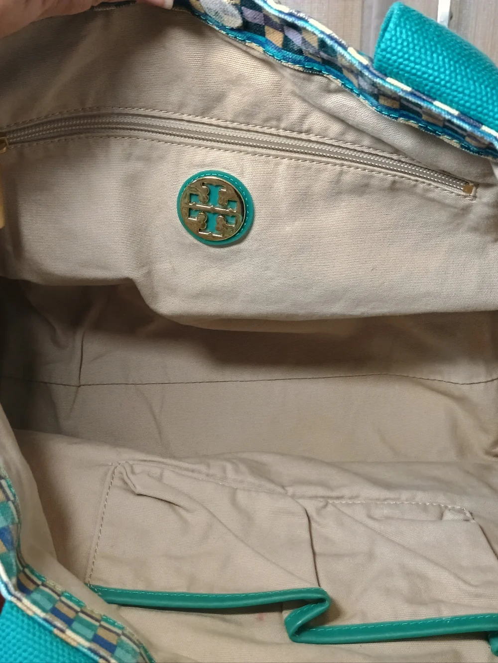 Tory Burch Color Block Canvas Tote - Picture 6 of 6